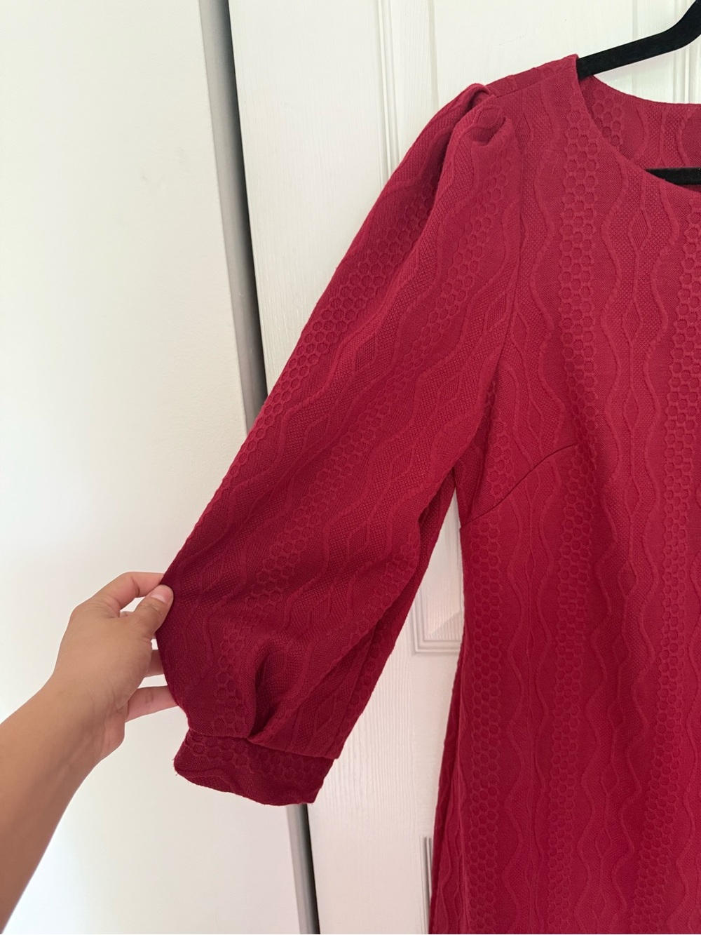Jessica Howard Raspberry Red Puff-Sleeve Shift Dress - Picture 3 of 5